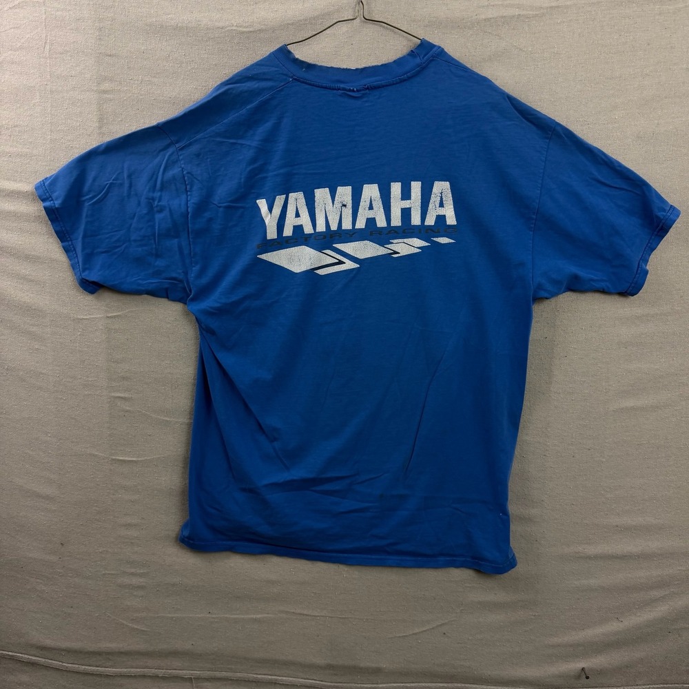 Yamaha Factory Racing T-Shirt Mens XL Blue Distressed Vintage Hanes Beefy-T